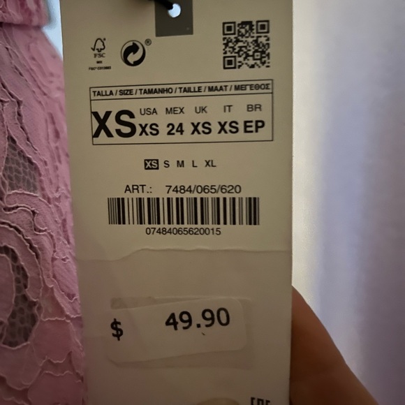 ZARA XS Lace Pink Button Up - Picture 3 of 3